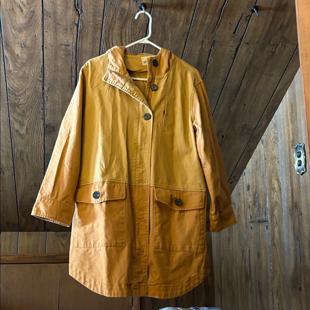 Two-Tone Muted Orange Hooded Chore Jacket